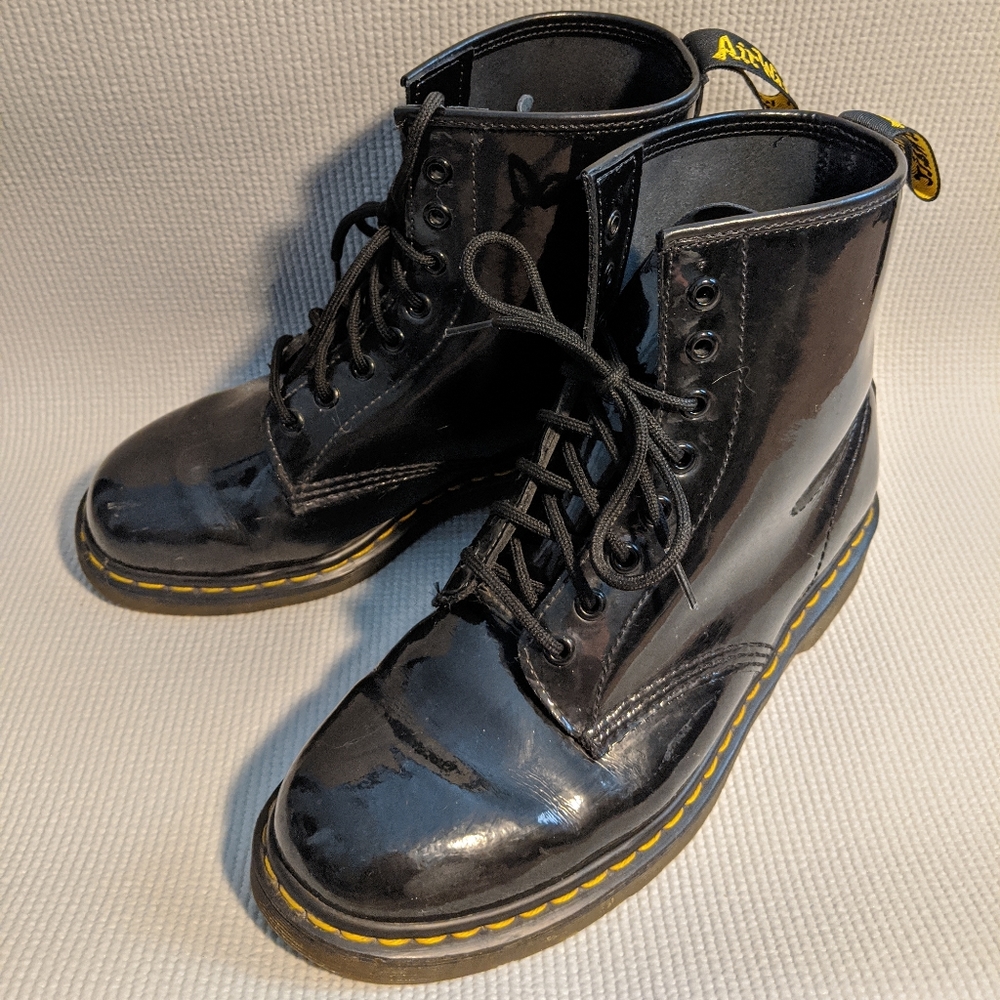 Black Vinyl Dr. Marten Boots Unisex